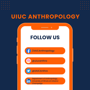 Phone with the UIUC Anthropology social media accounts listed. 